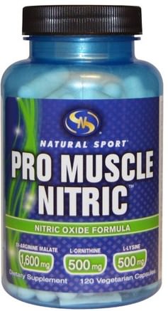 Pro Muscle Nitric, Nitric Oxide Formula, 120 Veggie Caps by Natural Sport-Sport, Kväveoxid, Muskel