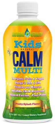 Kids Natural Calm Multi, Fruity Splash Flavor, 30 fl oz (887 ml) by Natural Vitality-Vitaminer, Naturlig Lugn