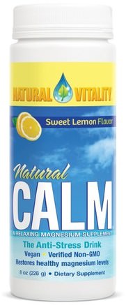 Natural Calm, The Anti-Stress Drink, Organic Sweet Lemon Flavor, 8 oz (226 g) by Natural Vitality-Kosttillskott, Mineraler, Magnesium, Naturlig Lugn