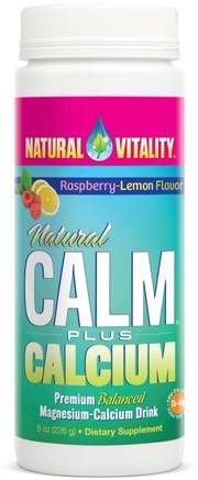 Natural Calm Plus Calcium, Raspberry-Lemon Flavor, 8 oz (226 g) by Natural Vitality-Kosttillskott, Mineraler, Kalcium Och Magnesium