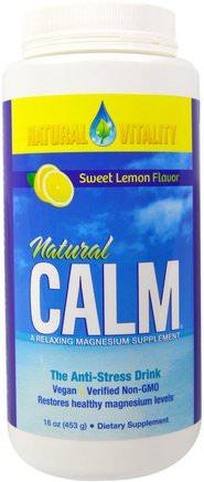Natural Calm, The Anti-Stress Drink, Sweet Lemon Flavor, 16 oz (453 g) by Natural Vitality-Hälsa, Naturlig Lugn, Anti Stress