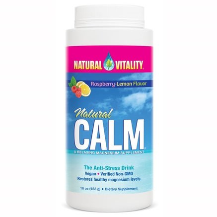 Natural Calm, The Anti-Stress Drink, Organic Raspberry-Lemon Flavor, 16 oz (453 g) by Natural Vitality-Kosttillskott, Mineraler, Magnesium, Naturlig Lugn