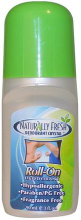 Deodorant Crystal, Roll-On, Fragrance Free, 3 fl oz (90 ml) by Naturally Fresh-Bad, Skönhet, Deodorant, Roll-On Deodorant
