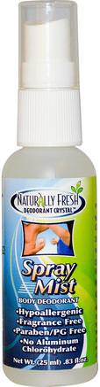 Deodorant Crystal Spray Mist, Body Deodorant.83 fl oz (25 ml) by Naturally Fresh-Bad, Skönhet, Deodorant Spray