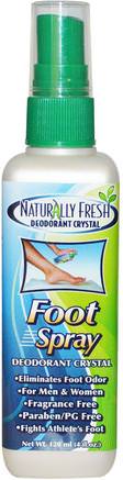 Deodorant Crystal, Foot Spray, 4 fl oz (120 ml) by Naturally Fresh-Bad, Skönhet, Fötter Fotvård, Deodorant