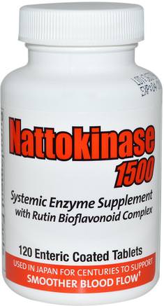 Nattokinase 1500, Systemic Enzyme Supplement, 120 Enteric Coated Tablets by Naturally Vitamins-Kosttillskott, Nattokinas, Hälsa, Blodtryck