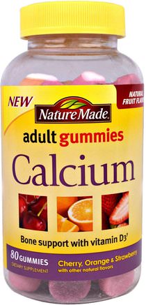 Adult Gummies, Calcium with Vitamin D3, Natural Fruit Flavors, 80 Gummies by Nature Made-Kosttillskott, Mineraler, Kalcium, Tuggbar Kalcium