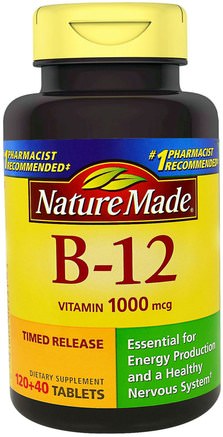 B-12 Vitamin, 1000 mcg, 160 Tablets by Nature Made-Vitaminer, Vitamin B, Vitamin B12