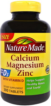 Calcium Magnesium Zinc with D3, 300 Tablets by Nature Made-Kosttillskott, Mineraler, Kalcium