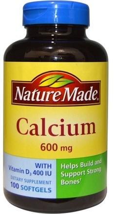 Calcium with Vitamin D3 400 IU, 600 mg, 100 Softgels by Nature Made-Kosttillskott, Mineraler, Kalcium