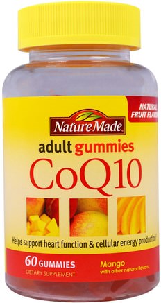CoQ10 Adult Gummies, Mango, 60 Gummies by Nature Made-Kosttillskott, Gummies, Energi