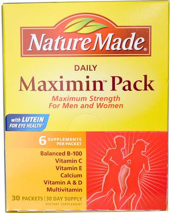 Daily Maximin Pack, Multivitamin and Mineral, 6 Supplements Per Packet, 30 Packets by Nature Made-Vitaminer, Multivitaminer