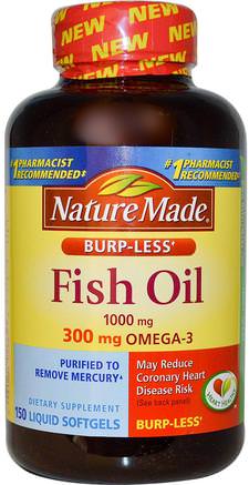 Fish Oil, Omega-3, 1000 mg, 150 Liquid Softgels by Nature Made-Kosttillskott, Efa Omega 3 6 9 (Epa Dha), Fiskolja, Mjölkgjorda Fiskoljor