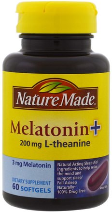 Melatonin + L-Theanine, 200 mg, 60 Softgels by Nature Made-Kosttillskott, Melatonin, Sömn