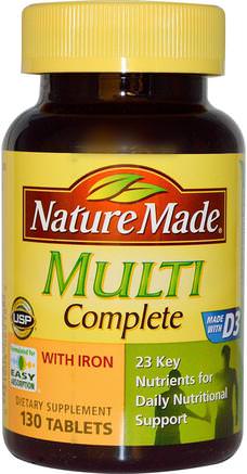 Multi Complete with Iron, 130 Tablets by Nature Made-Vitaminer, Multivitaminer