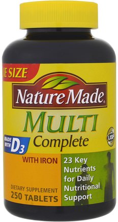Multi Complete, With Iron, 250 Tablets by Nature Made-Vitaminer, Multivitaminer