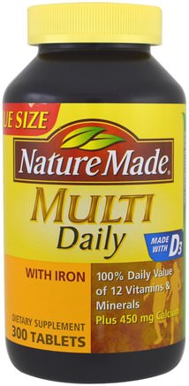 Multi, Daily, With Iron, 300 Tablets by Nature Made-Vitaminer, Multivitaminer
