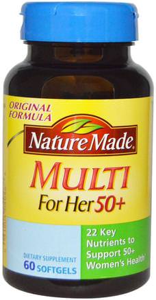Multi for Her 50+, 60 Softgels by Nature Made-Vitaminer, Multivitaminer - Seniorer, Kvinnor Multivitaminer