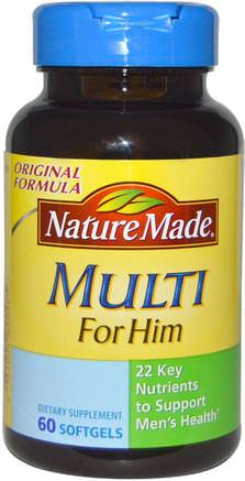 Multi For Him, 60 Softgels by Nature Made-Vitaminer, Män Multivitaminer