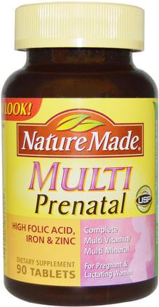 Multi Prenatal, 90 Tablets by Nature Made-Vitaminer, Prenatala Multivitaminer