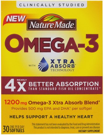 Omega-3, Extra Absorb, 1200 mg, 30 Softgels by Nature Made-Kosttillskott, Koenzym Q10, Coq10