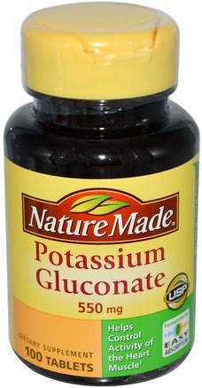 Potassium Gluconate, 550 mg, 100 Tablets by Nature Made-Kosttillskott, Mineraler, Kaliumglukonat