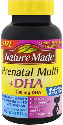 Prenatal Multi + DHA, 90 Softgels by Nature Made-Vitaminer, Prenatala Multivitaminer