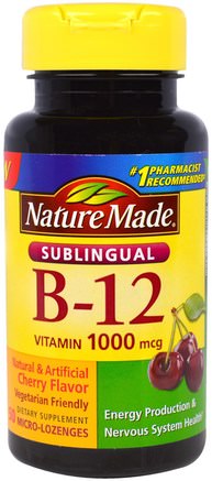 Sublingual B-12, 1000 mcg, 50 Micro - Lozenges by Nature Made-Vitaminer, Vitamin B12, Vitamin B12 - Cyanokobalamin