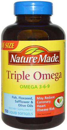 Triple Omega, 150 Liquid Softgels by Nature Made-Kosttillskott, Efa Omega 3 6 9 (Epa Dha)