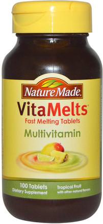 VitaMelts, Multivitamin, Tropical Fruit, 100 Tablets by Nature Made-Vitaminer, Multivitaminer