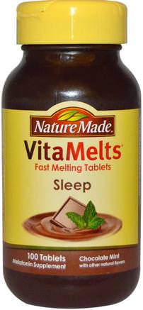 VitaMelts, Sleep, Chocolate Mint, 100 Tablets by Nature Made-Kosttillskott, Melatonin 3 Mg, Sömn