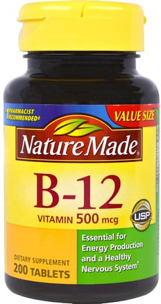 Vitamin B-12, 200 Tablets by Nature Made-Vitaminer, Vitamin B, Vitamin B12