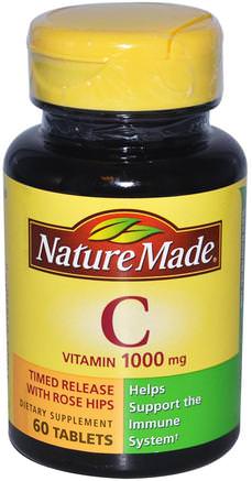Vitamin C, 1000 mg, 60 Tablets by Nature Made-Vitaminer, Vitamin C, Vitamin C Askorbinsyra