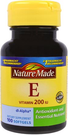 Vitamin E, 200 IU, 100 Softgels by Nature Made-Vitaminer, Vitamin E