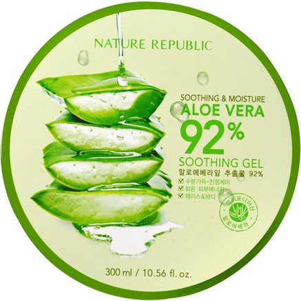 Soothing & Moisture Aloe Vera 92% Soothing Gel, 10.56 fl oz (300 ml) by Nature Republic-Bad, Skönhet, Aloe Vera Lotion Kräm Gel