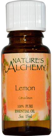 Essential Oil, Lemon, 0.5 oz (15 ml) by Natures Alchemy-Bad, Skönhet, Aromterapi Eteriska Oljor, Citronolja