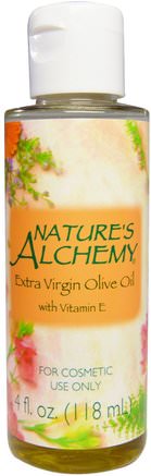 Extra Virgin Olive Oil, With Vitamin E, 4 fl oz (118 ml) by Natures Alchemy-Hälsa, Hud, Massageolja