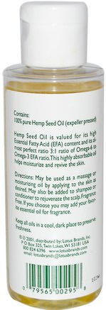 Hemp Seed Oil, 4 fl oz (118 ml) by Natures Alchemy-Kosttillskott, Efa Omega 3 6 9 (Epa Dha), Hampa Produkter, Hampa Fröolja, Hälsa, Massageolja