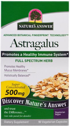 Astragalus, 500 mg, 90 Vegetarian Capsules by Natures Answer-Kosttillskott, Hälsa, Kall Influensa Och Virus