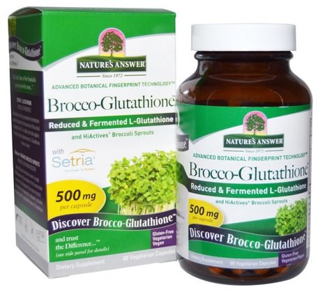Brocco-Glutathione, 500 mg, 60 Vegetarian Capsules by Natures Answer-Kosttillskott, Broccoli Korsverk