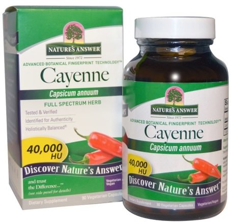 Cayenne, Capsicum Annuum, 90 Vegetarian Capsules by Natures Answer-Sverige