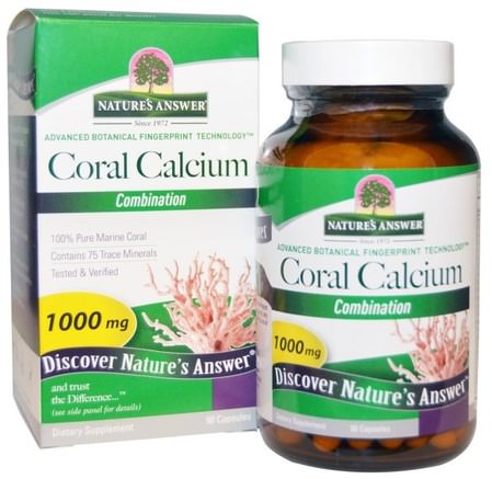 Coral Calcium, Combination, 1000 mg, 90 Capsules by Natures Answer-Kosttillskott, Mineraler, Kalcium, Korallkalcium