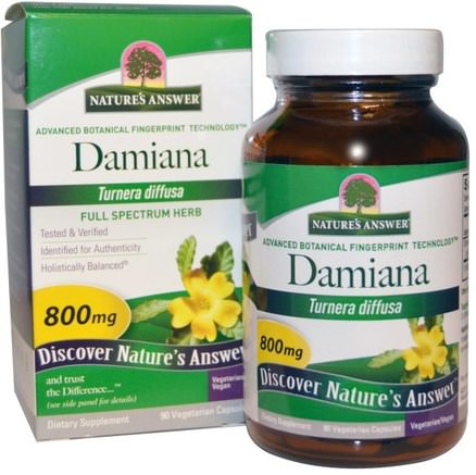 Damiana Leaf, 800 mg, 90 Vegetarian Capsules by Natures Answer-Örter, Damiana
