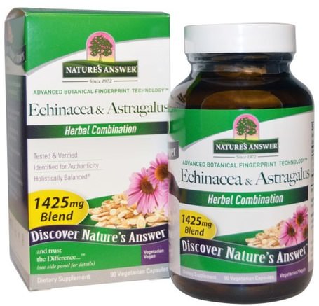 Echinacea & Astragalus, 1425 mg, 90 Vegetarian Capsules by Natures Answer-Kosttillskott, Antibiotika, Echinacea, Hälsa, Kall Influensa Och Virus, Astragalus