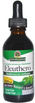 Eleuthero, Alcohol-Free, 2000 mg, 2 fl oz (60 ml) by Natures Answer-Kosttillskott, Adaptogen, Kall Influensa Och Viral, Ginseng, Eleuthero