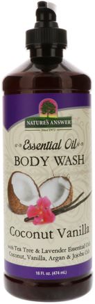 Essential Oil, Body Wash, Coconut Vanilla, 16 fl oz (474 ml) by Natures Answer-Bad, Skönhet, Tvål