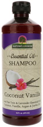 Essential Oil, Shampoo, Coconut Vanilla, 16 fl oz (474 ml) by Natures Answer-Bad, Skönhet, Hår, Hårbotten