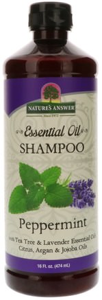 Essential Oil, Shampoo, Peppermint, 16 fl oz (474 ml) by Natures Answer-Bad, Skönhet, Hår, Hårbotten