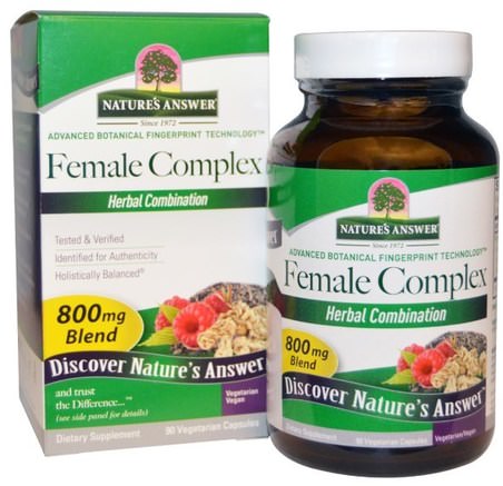 Female Complex, Herbal Combination, 800 mg, 90 Vegetarian Capsules by Natures Answer-Hälsa, Kvinnor, Klimakteriet