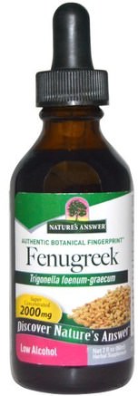 Fenugreek, Low Alcohol, 2000 mg, 2 fl oz (60 ml) by Natures Answer-Hälsa, Blodsockerstöd, Fenegreek